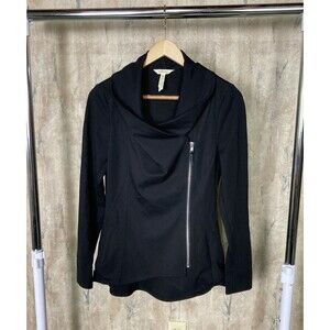 Matilda Jane Laia Ponte Knit Asymmetric Zip Jacket Black Sz XS EUC
